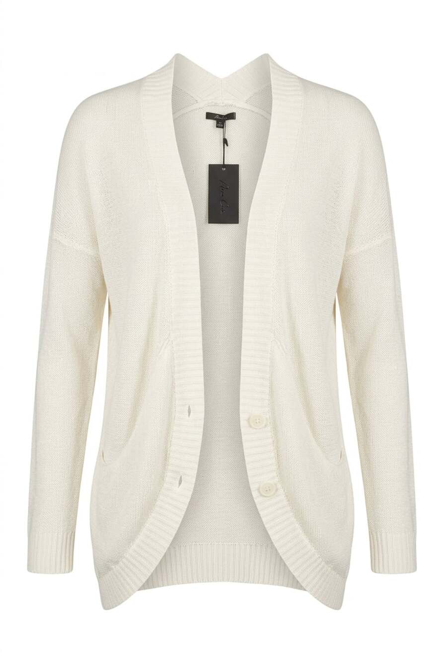 Rachel Zoe Cream Shawl Collar Open Cardigan with Front Pockets